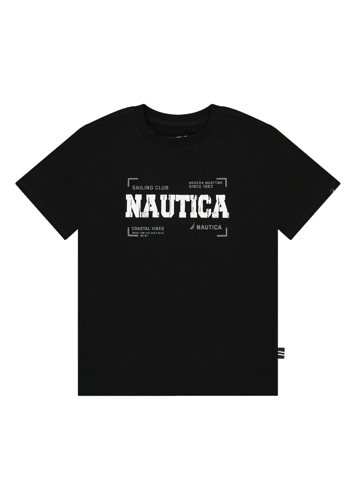 חולצת טישרט NAUTICA בדפוס צילום ימי לילדים BLACK / 2Y