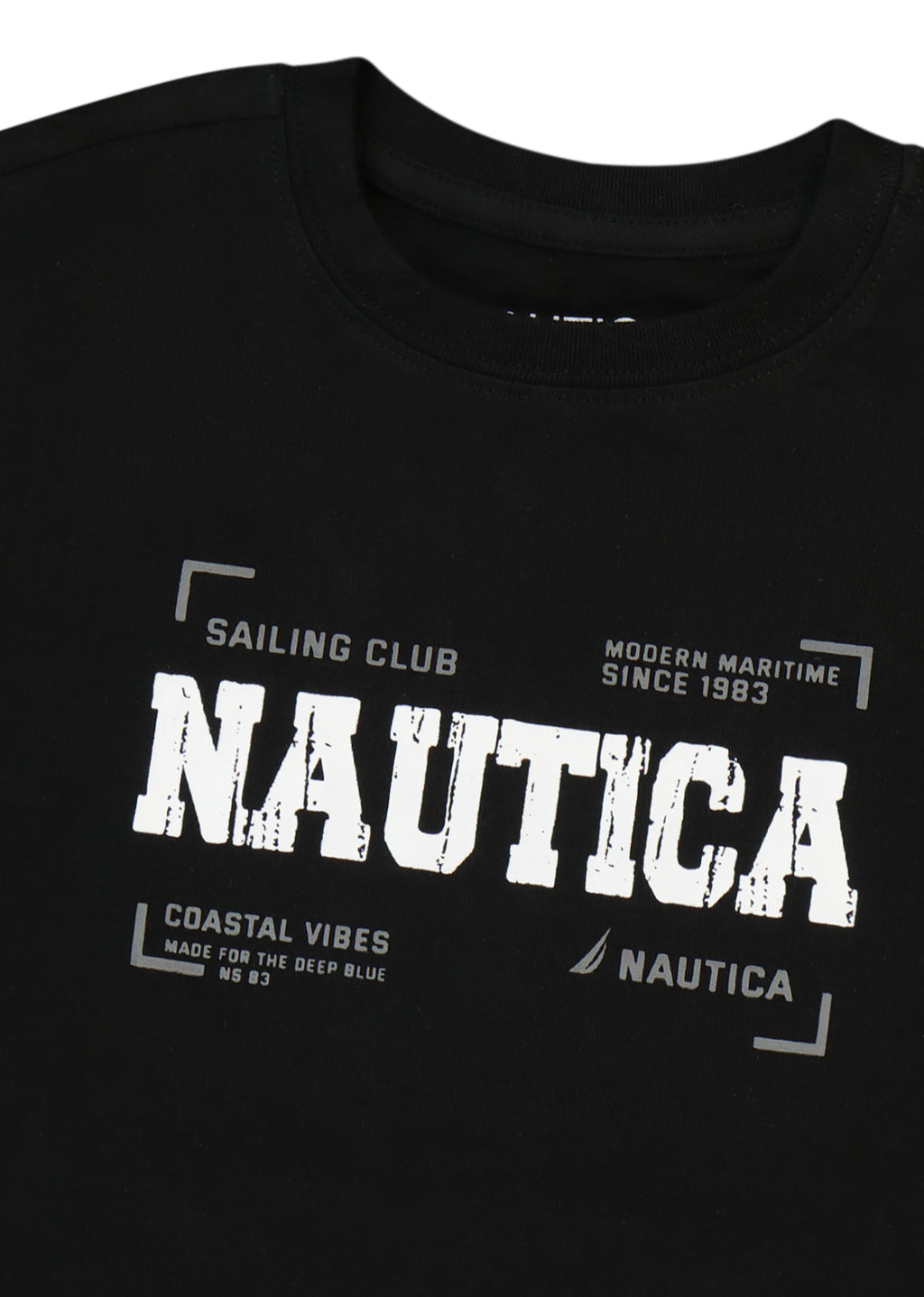 חולצת טישרט NAUTICA בדפוס צילום ימי לילדים BLACK / 2Y