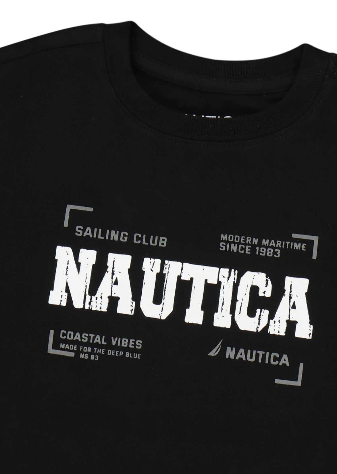 חולצת טישרט NAUTICA בדפוס צילום ימי לילדים BLACK / 2Y