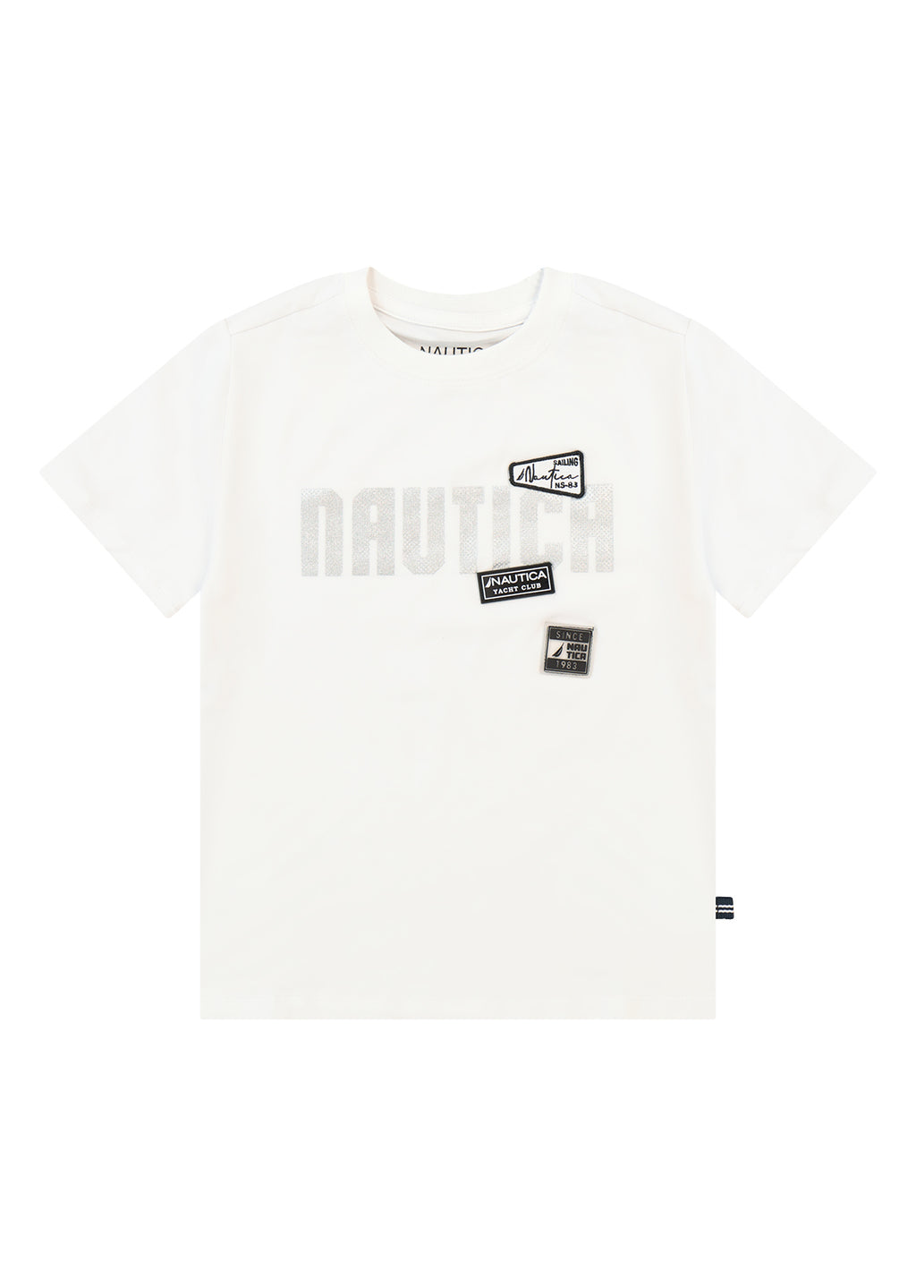 חולצת טישרט NAUTICA בדפוס ניווט גרפי לילדים WHITE / 2Y