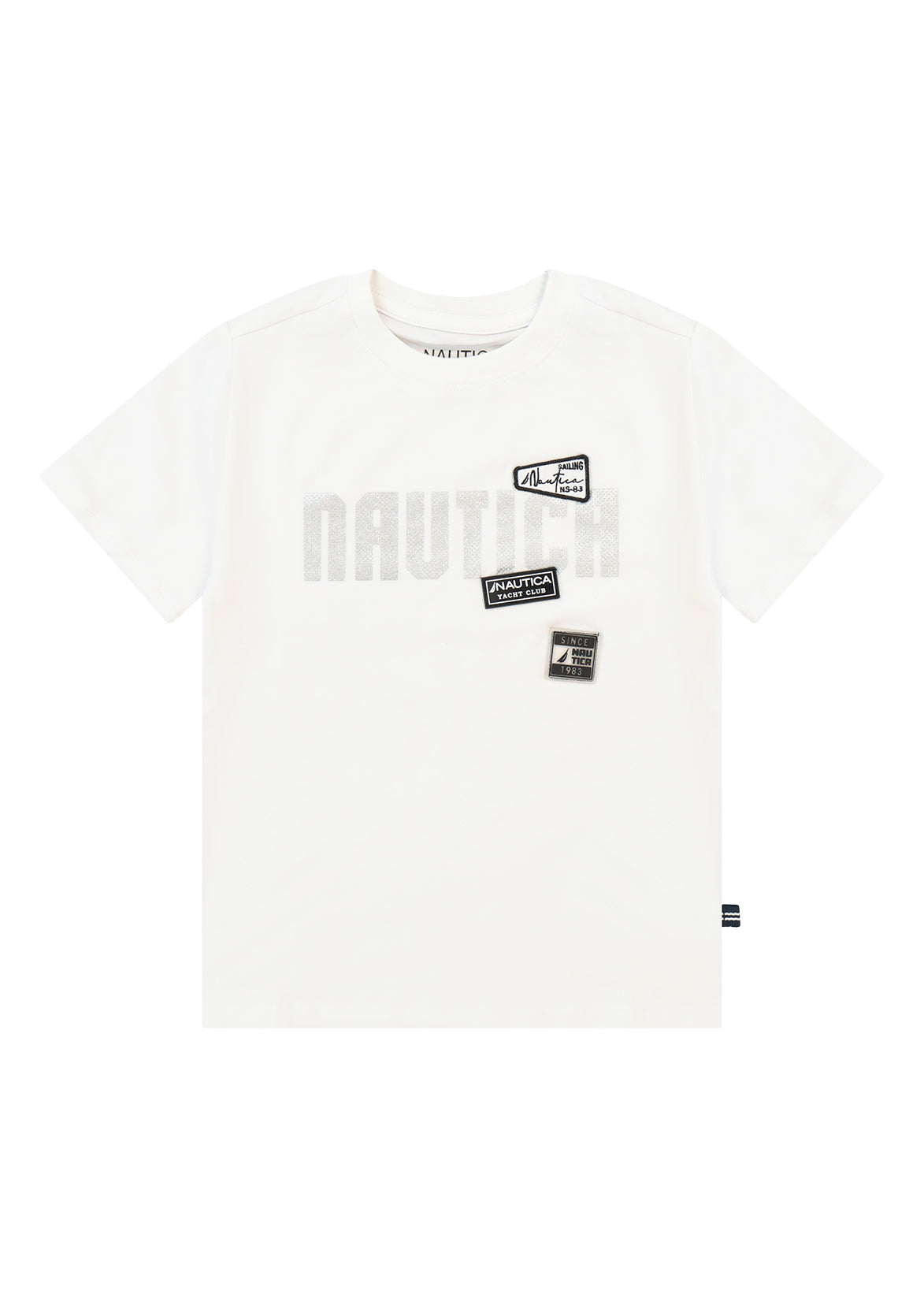 חולצת טישרט NAUTICA בדפוס ניווט גרפי לילדים WHITE / 2Y