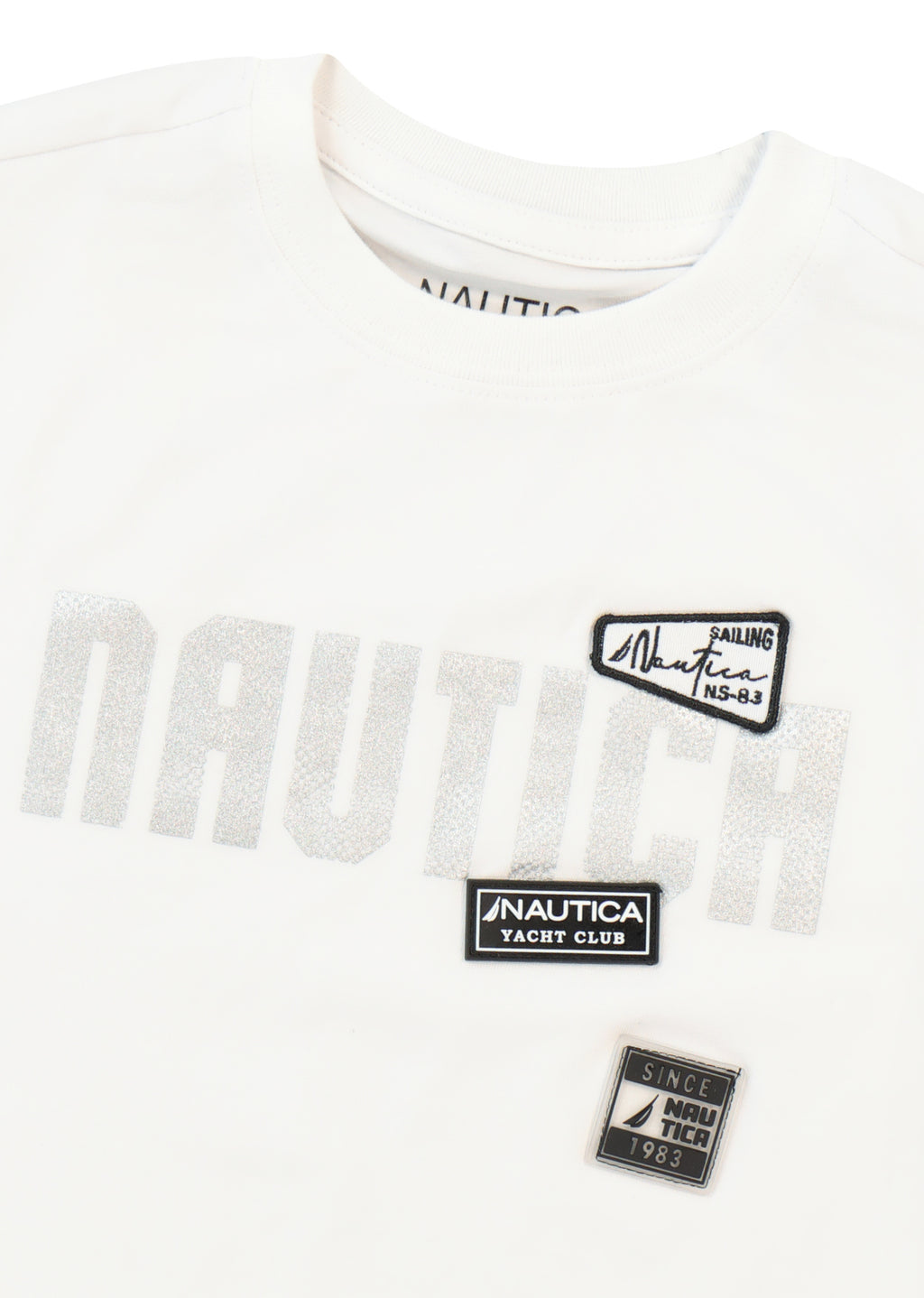 חולצת טישרט NAUTICA בדפוס ניווט גרפי לילדים WHITE / 2Y