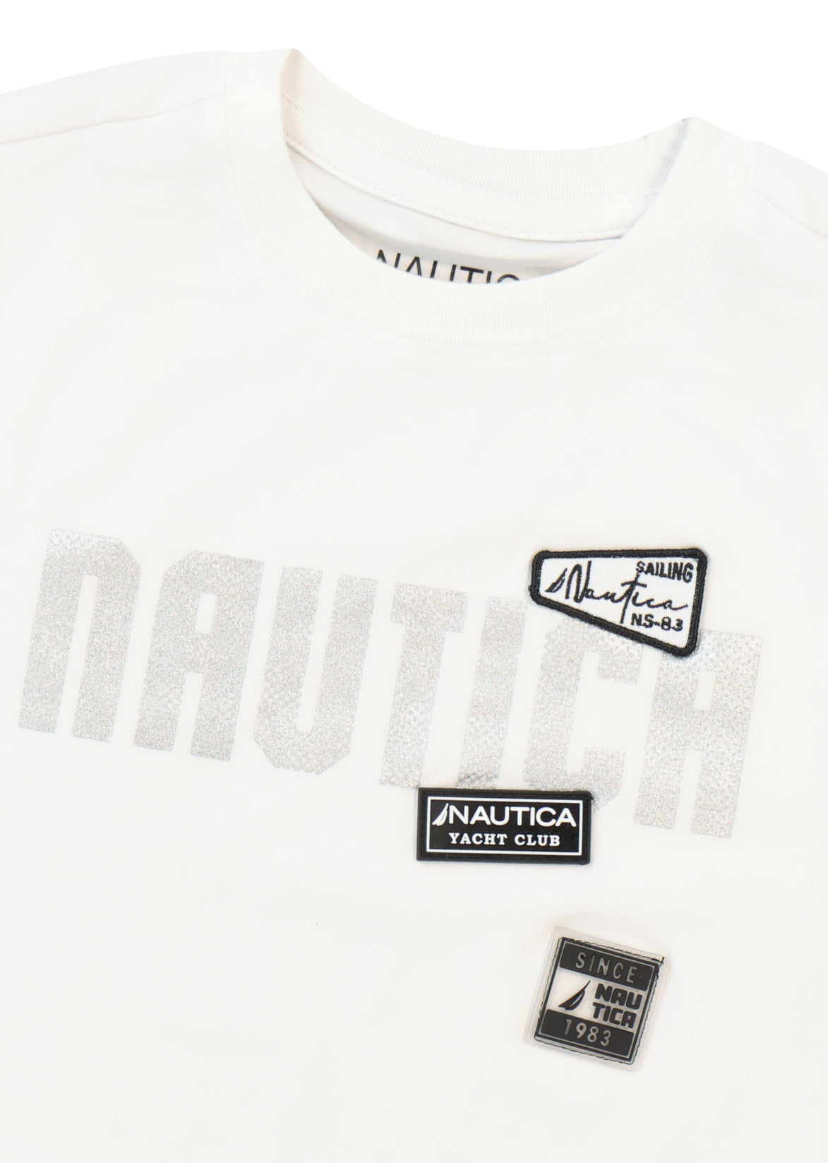 חולצת טישרט NAUTICA בדפוס ניווט גרפי לילדים WHITE / 2Y