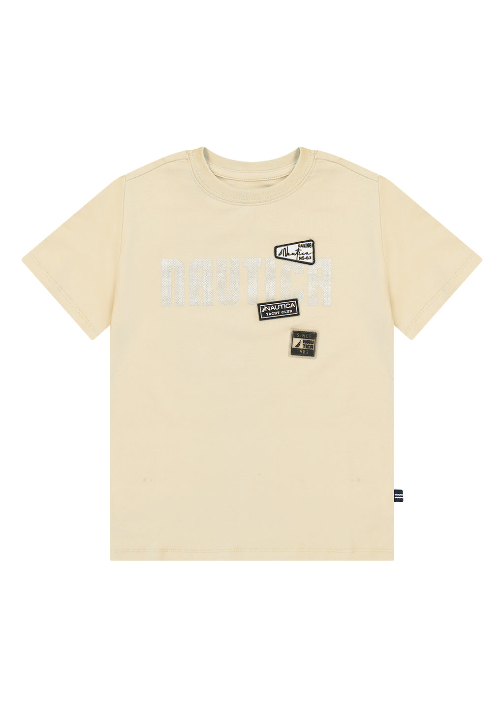 חולצת טישרט NAUTICA בדפוס ניווט גרפי לילדים BEIGE / 2Y