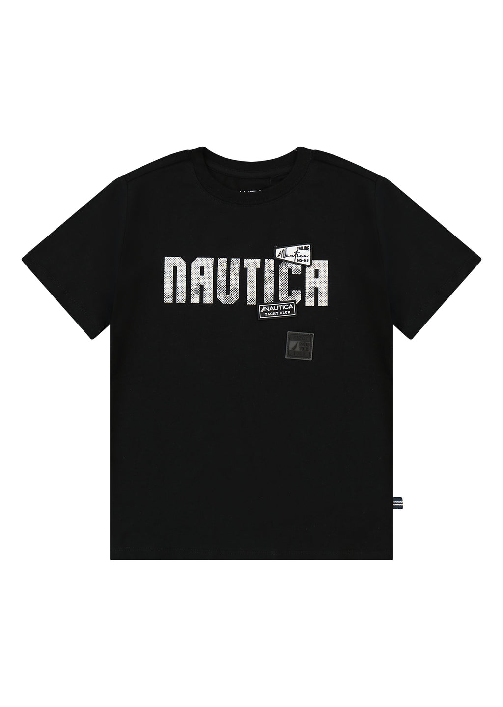 חולצת טישרט NAUTICA בדפוס ניווט גרפי לילדים BLACK / 2Y