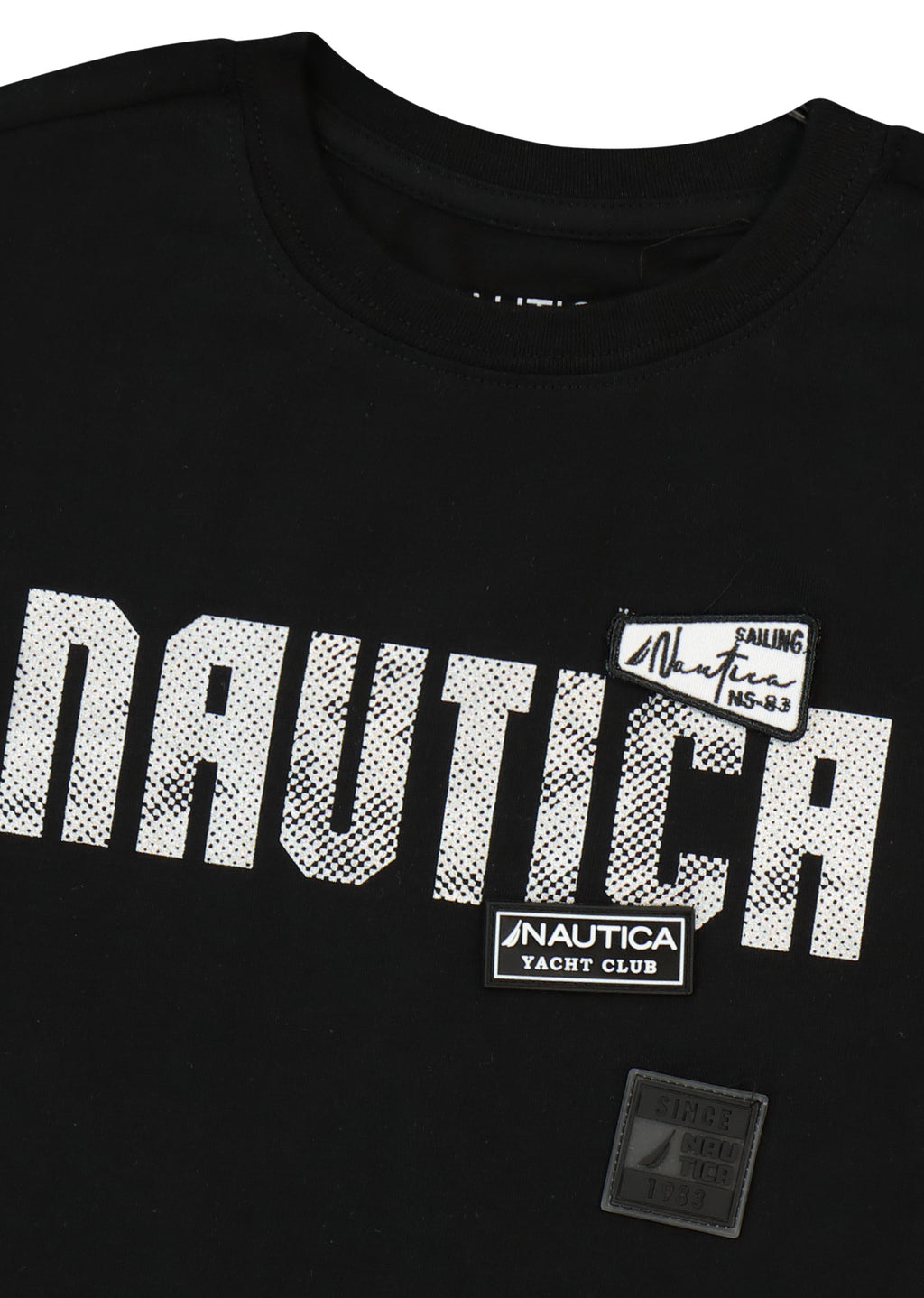 חולצת טישרט NAUTICA בדפוס ניווט גרפי לילדים BLACK / 2Y