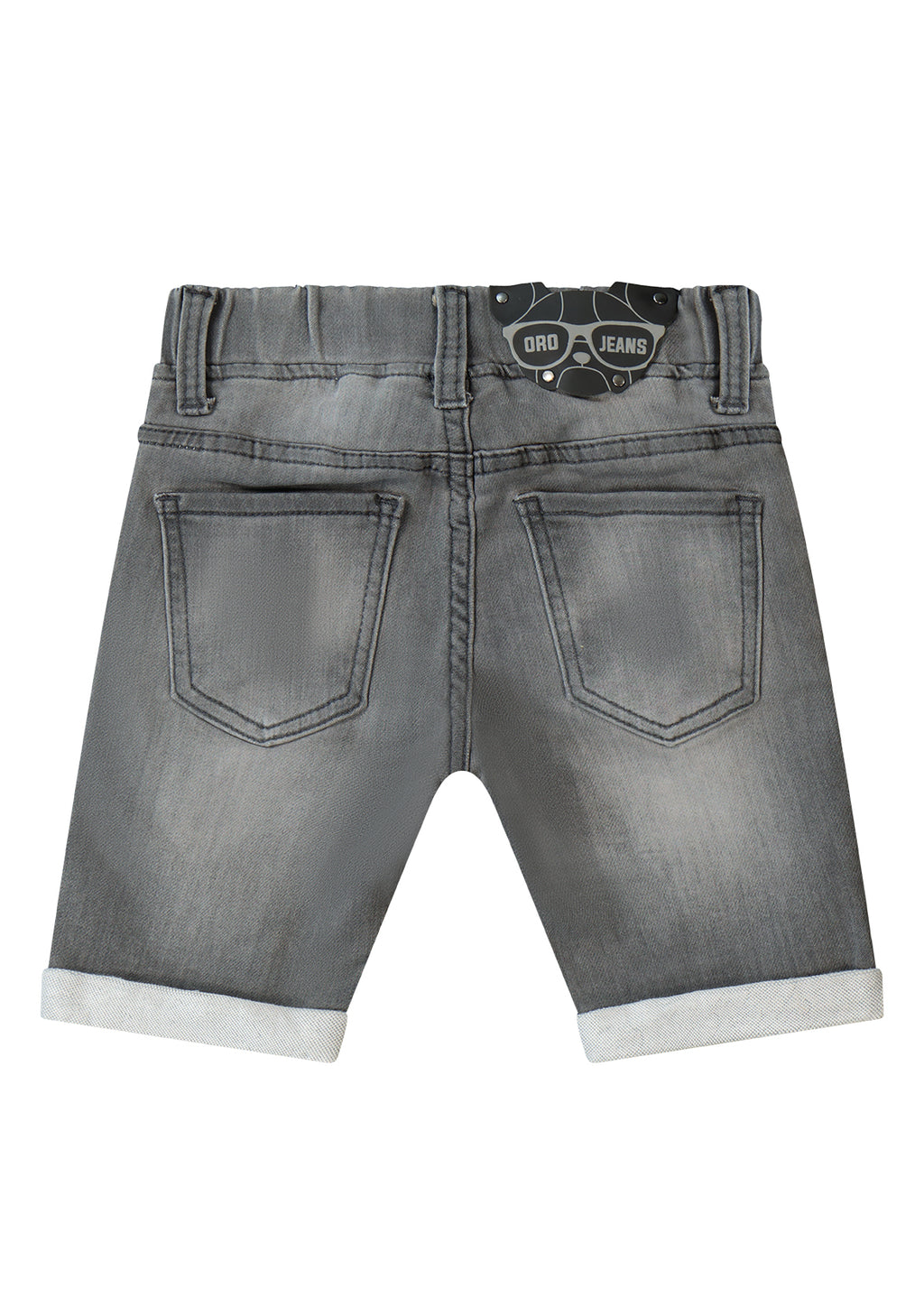 מכנסי ג'ינס קצר משופשפים עם קרעים ושרוכים ORO בנים