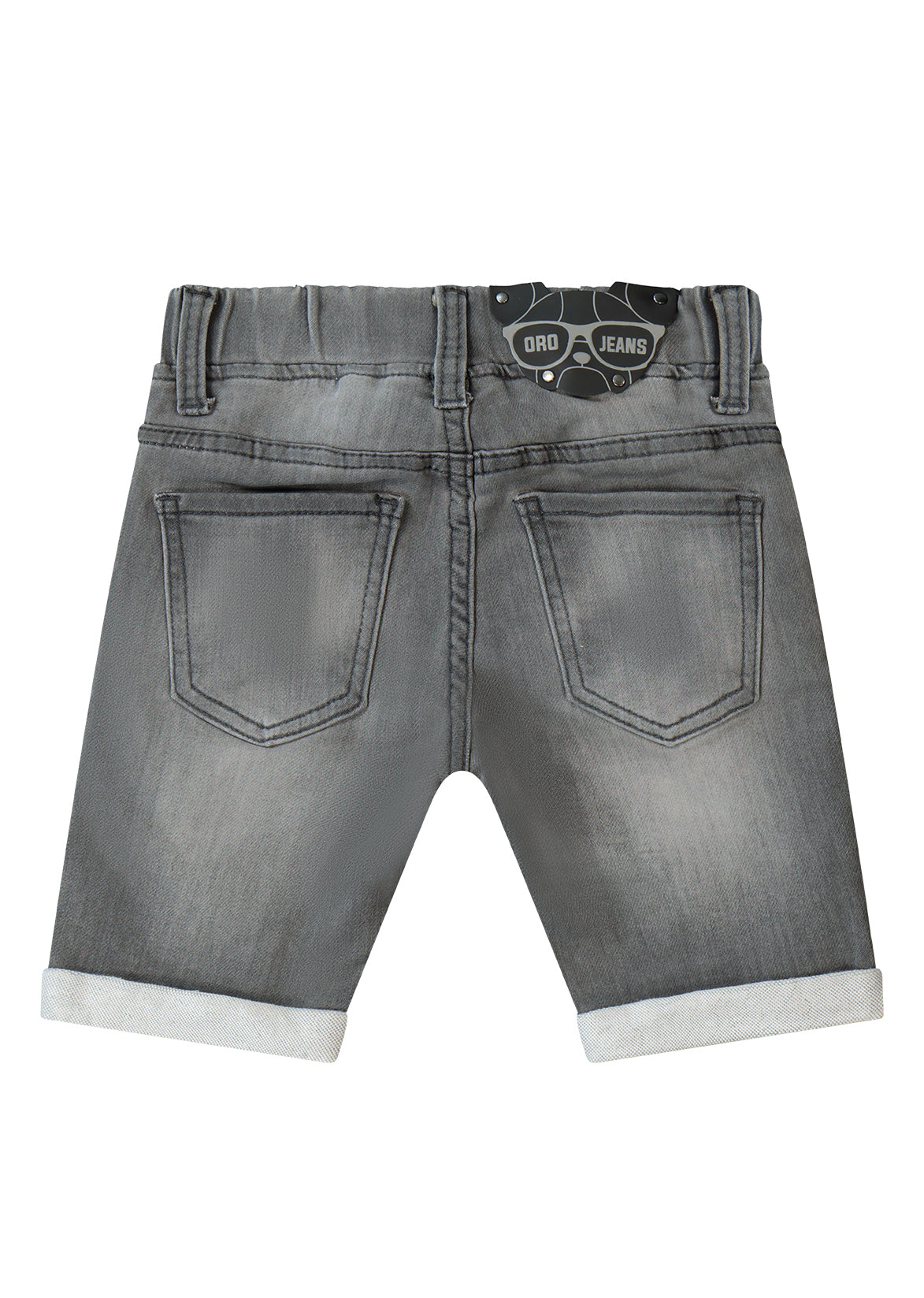 מכנסי ג'ינס קצר משופשפים עם קרעים ושרוכים ORO בנים