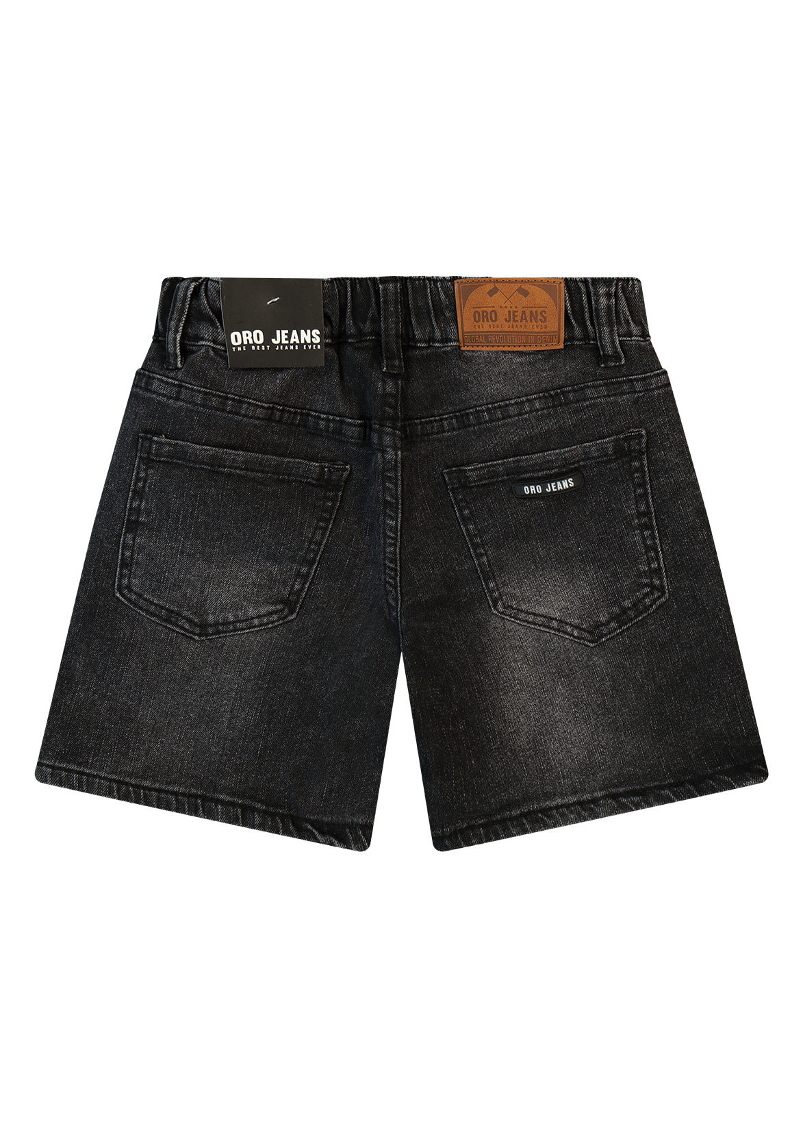 מכנסי ג'ינס ORO הדפס אנכי גדול לאורך הרגל ושרוך במותן לילדים Gray / 4Y