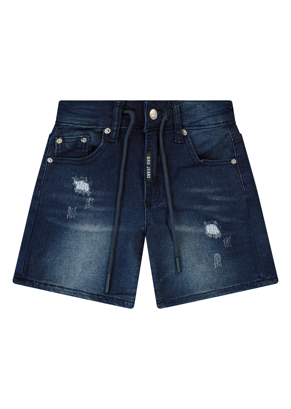 מכנסי ג'ינס ORO שטיפת ווש וקמטים מודגשים בחזית לילדים BLUE / 2Y