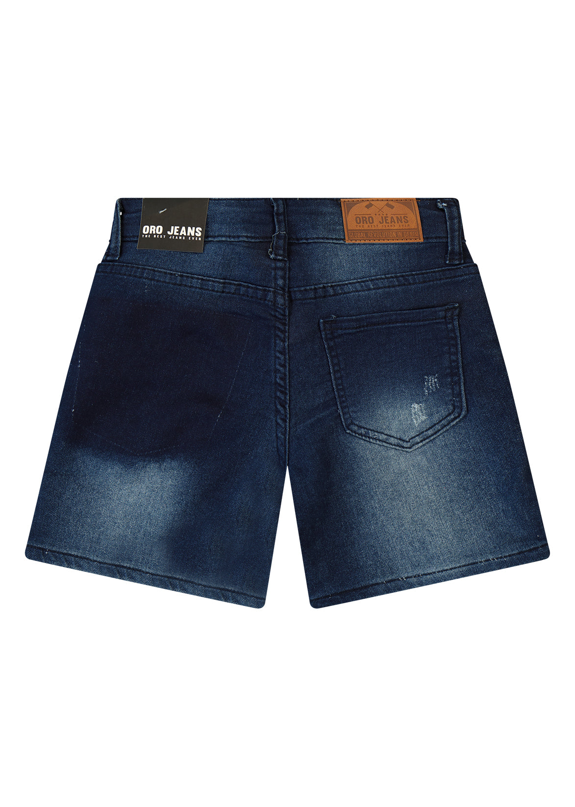 מכנסי ג'ינס ORO שטיפת ווש וקמטים מודגשים בחזית לילדים BLUE / 2Y