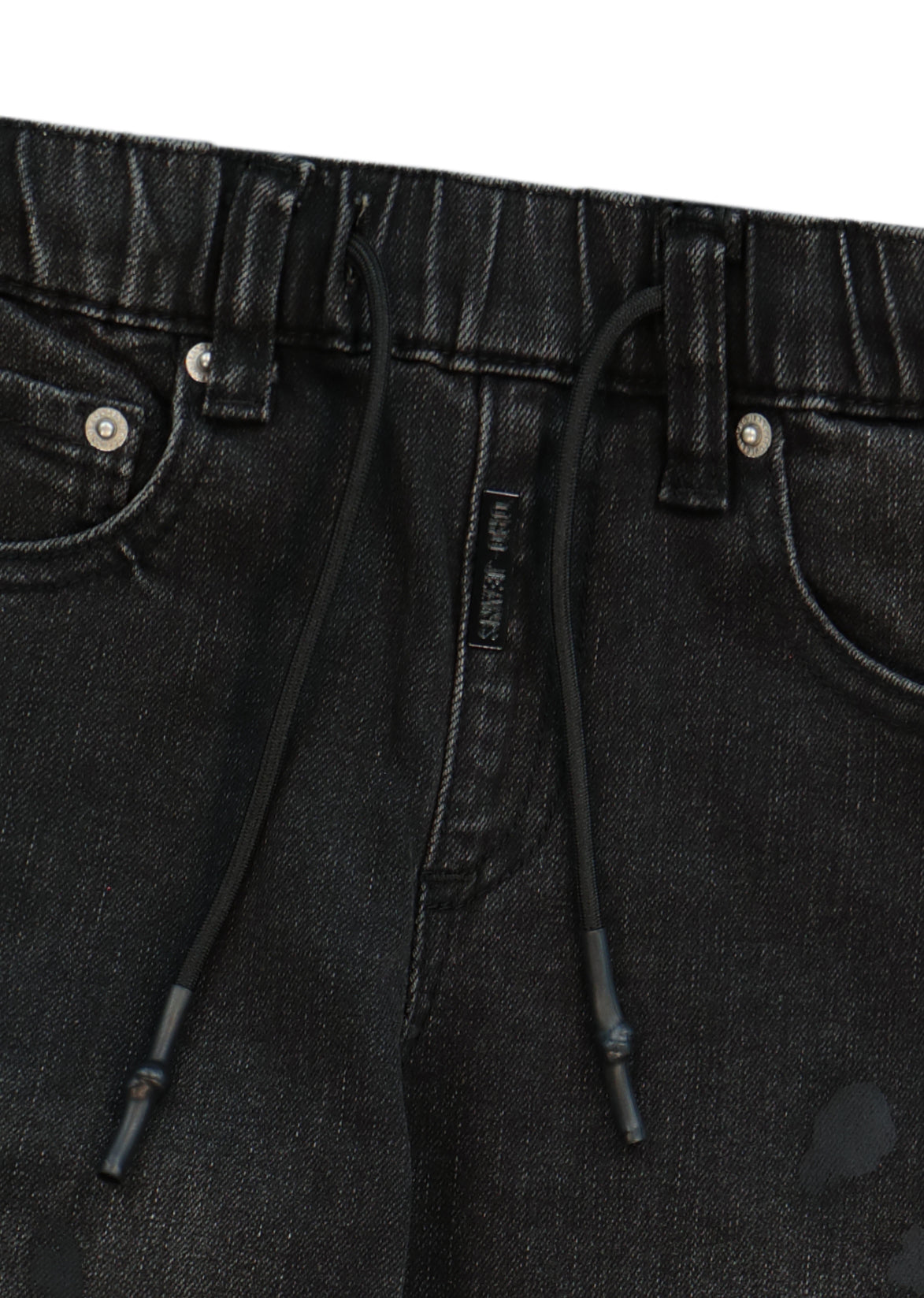 מכנסי ג'ינס ORO שטיפה מדורגת ולוגו בכיס אחורי לילדים BLACK / 4Y