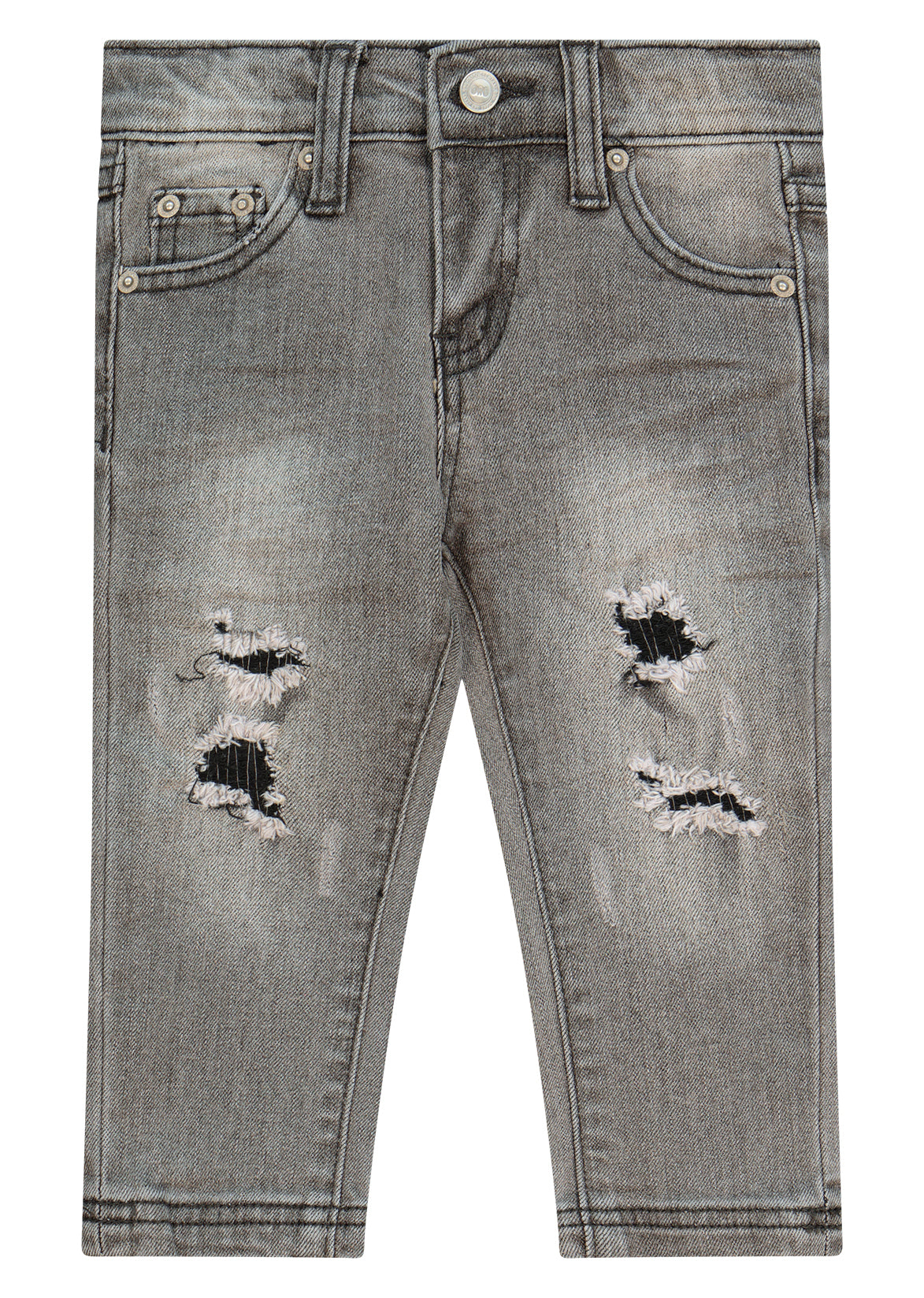 מכנסי ג'ינס ORO כתמי ווש מודגשים על הירכיים לתינוקות Gray / 3-6M
