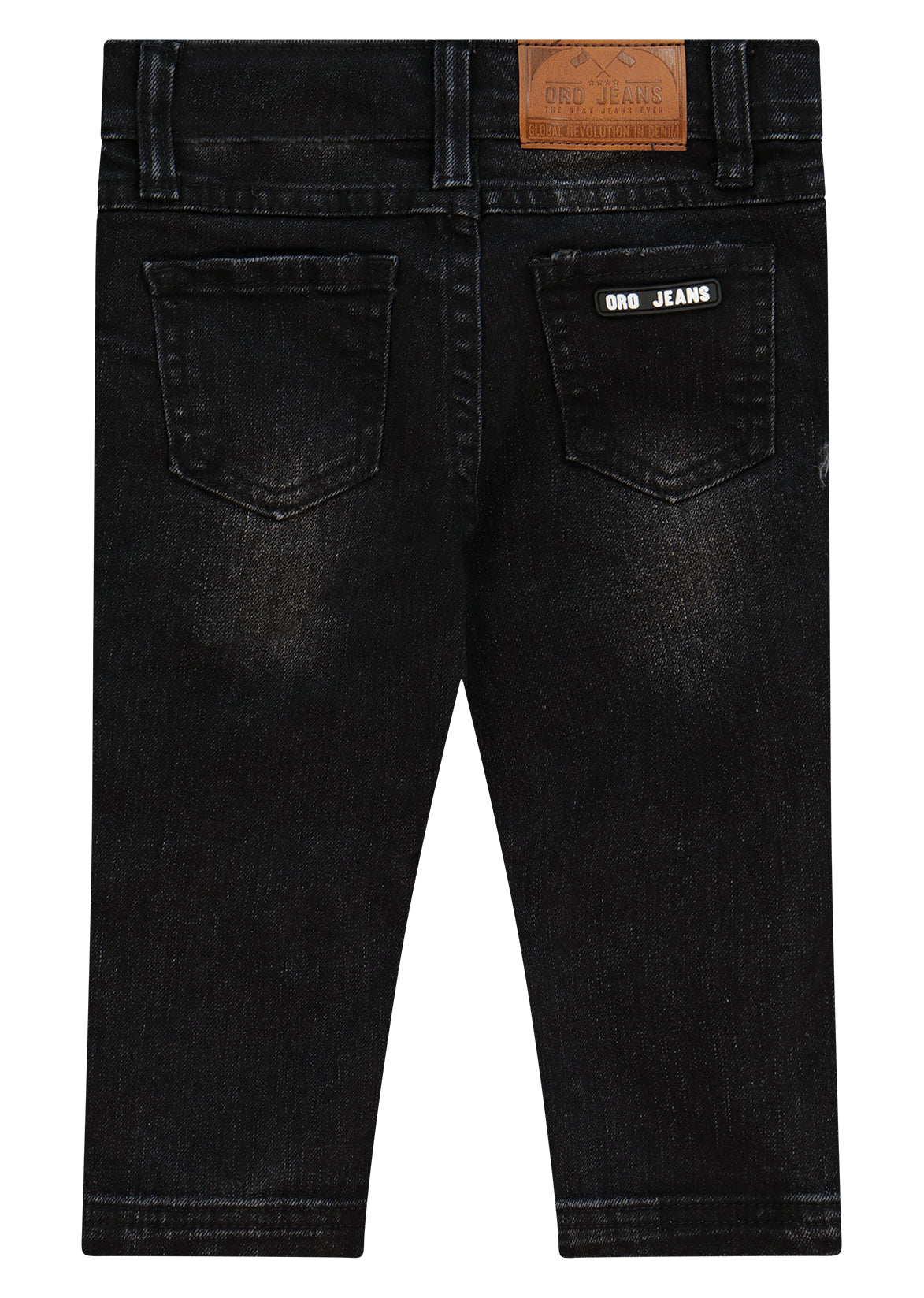 מכנסי ג'ינס ORO כתמי ווש מודגשים על הירכיים לתינוקות BLACK / 3-6M