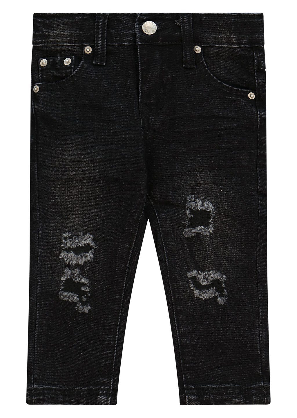 מכנסי ג'ינס ORO כתמי ווש מודגשים על הירכיים לתינוקות BLACK / 3-6M