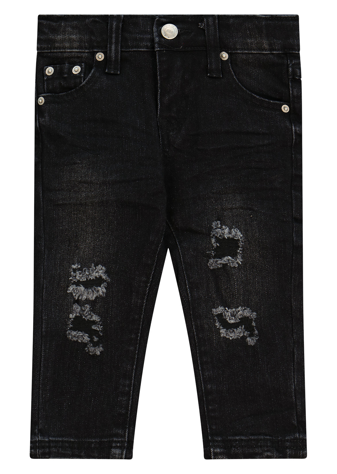 מכנסי ג'ינס ORO כתמי ווש מודגשים על הירכיים לתינוקות BLACK / 3-6M