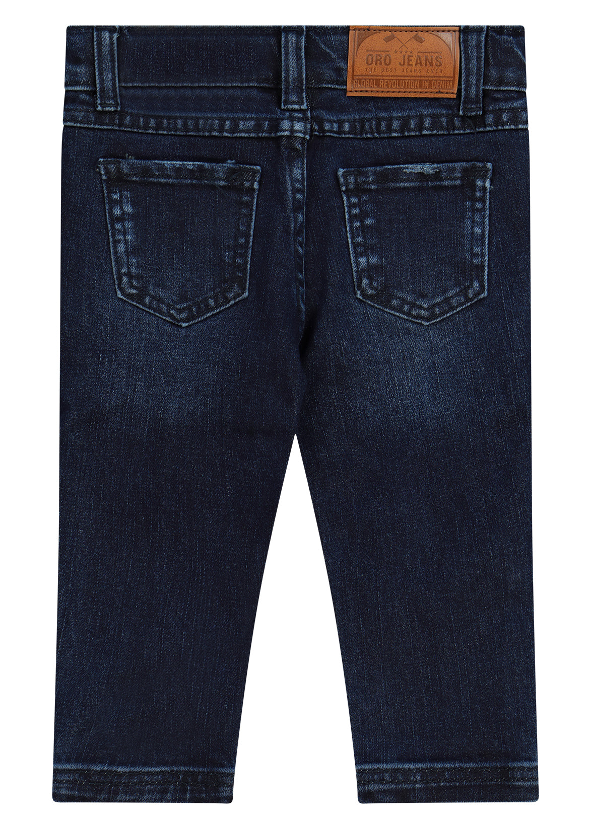 מכנסי ג'ינס ORO פיידינג בולט בחזית ושטיפה כהה לתינוקות BLUE / 3-6M