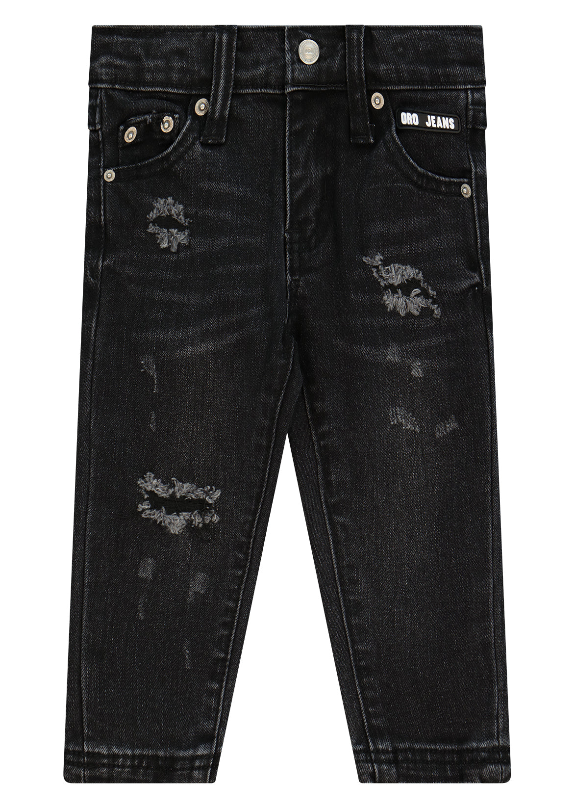 מכנסי ג'ינס ORO פיידינג בולט בחזית ושטיפה כהה לתינוקות BLACK / 3-6M
