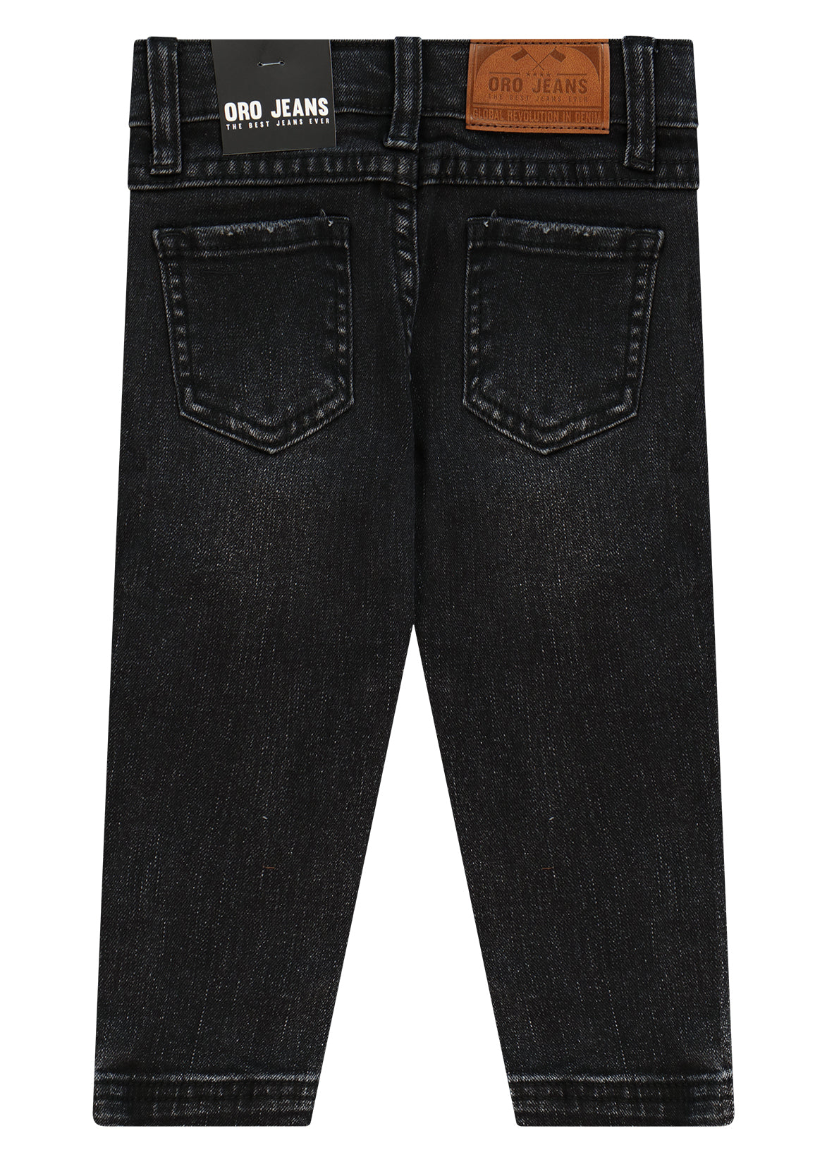 מכנסי ג'ינס ORO פיידינג בולט בחזית ושטיפה כהה לתינוקות BLACK / 3-6M