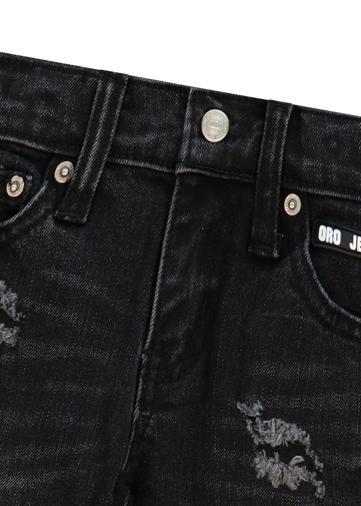 מכנסי ג'ינס ORO פיידינג בולט בחזית ושטיפה כהה לתינוקות BLACK / 3-6M