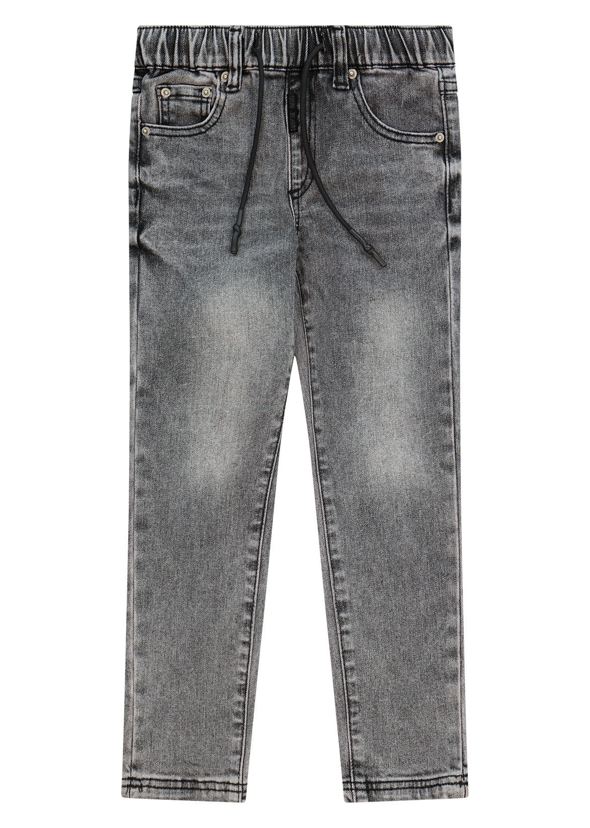 מכנסי ג'ינס ORO הדפס גדול מאחור ושטיפה מדורגת לילדים Gray / 4Y