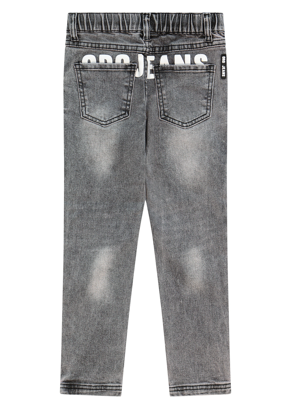 מכנסי ג'ינס ORO הדפס גדול מאחור ושטיפה מדורגת לילדים Gray / 4Y