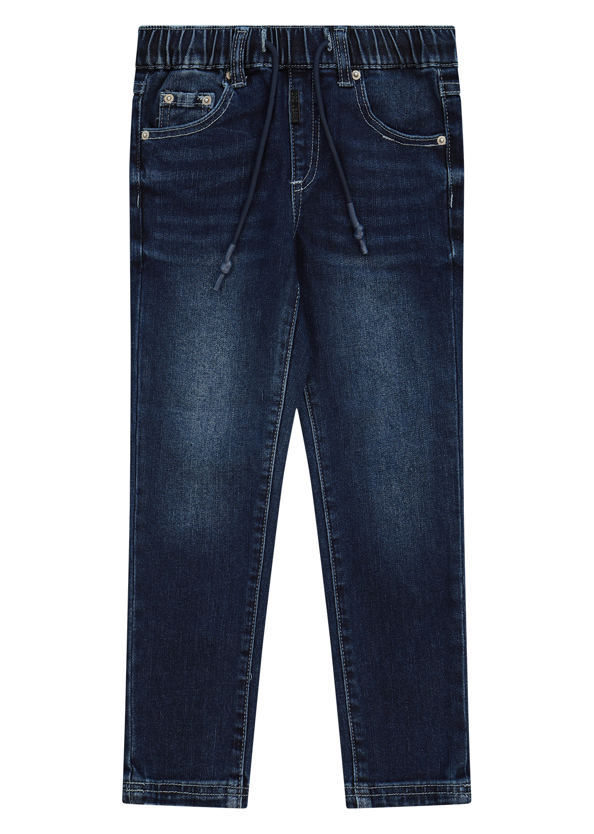 מכנסי ג'ינס ORO הדפס גדול מאחור ושטיפה מדורגת לילדים BLUE / 4Y