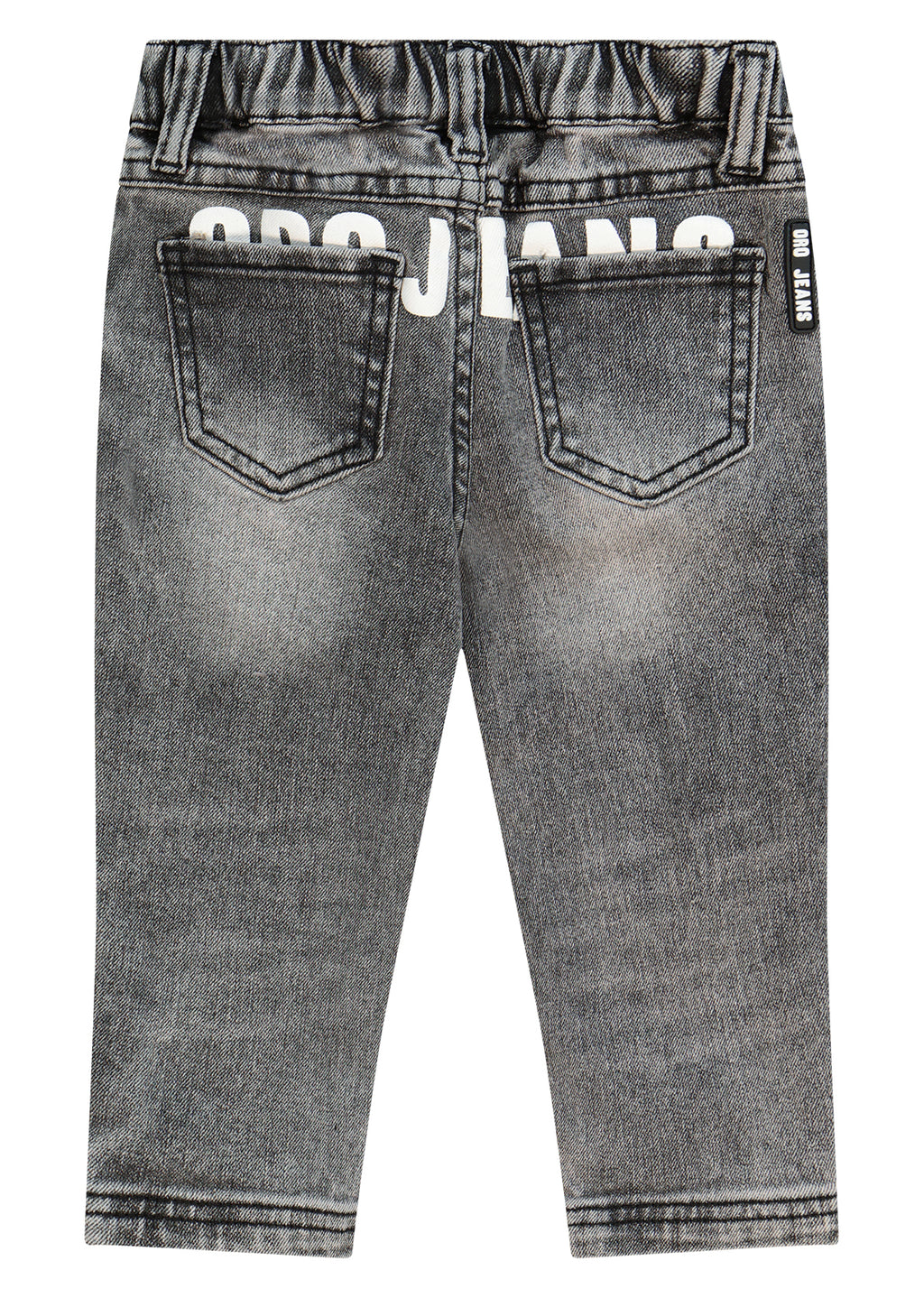 מכנסי ג'ינס ORO הדפס גדול מאחור ושטיפה מדורגת לתינוקות Gray / 3-6M