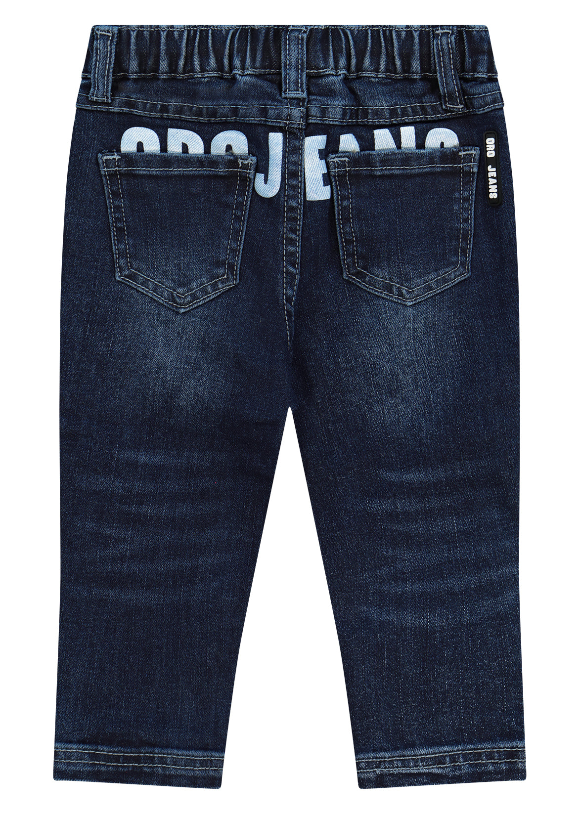 מכנסי ג'ינס ORO הדפס גדול מאחור ושטיפה מדורגת לתינוקות BLUE / 3-6M