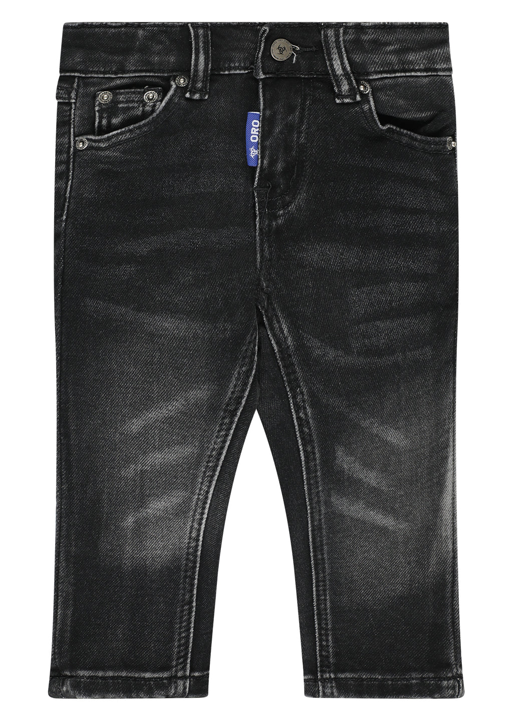 מכנסי ג'ינס ORO בעיצוב ממותג לתינוקות Gray / 3-6M