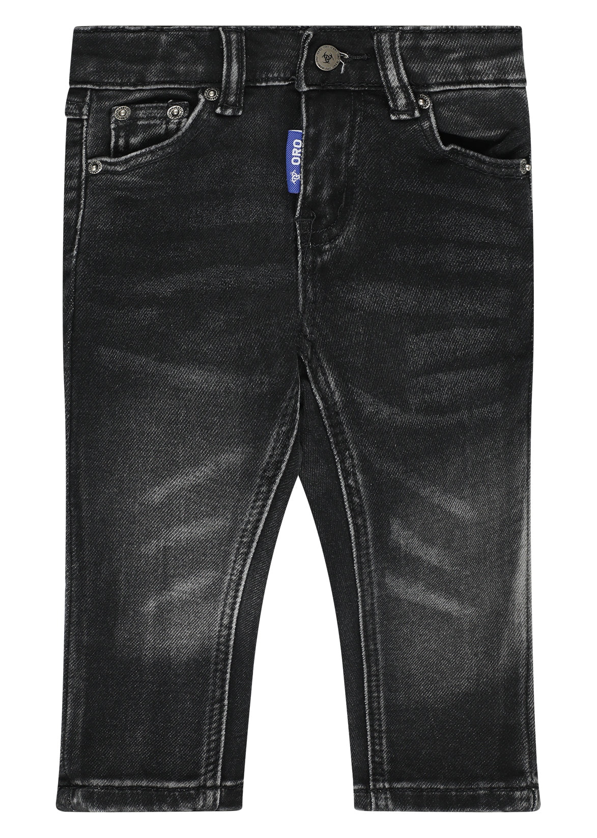 מכנסי ג'ינס ORO בעיצוב ממותג לתינוקות Gray / 3-6M