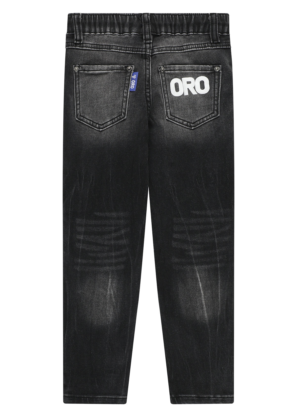 מכנסי ג'ינס ORO בעיצוב נקי לילדים Gray / 4Y