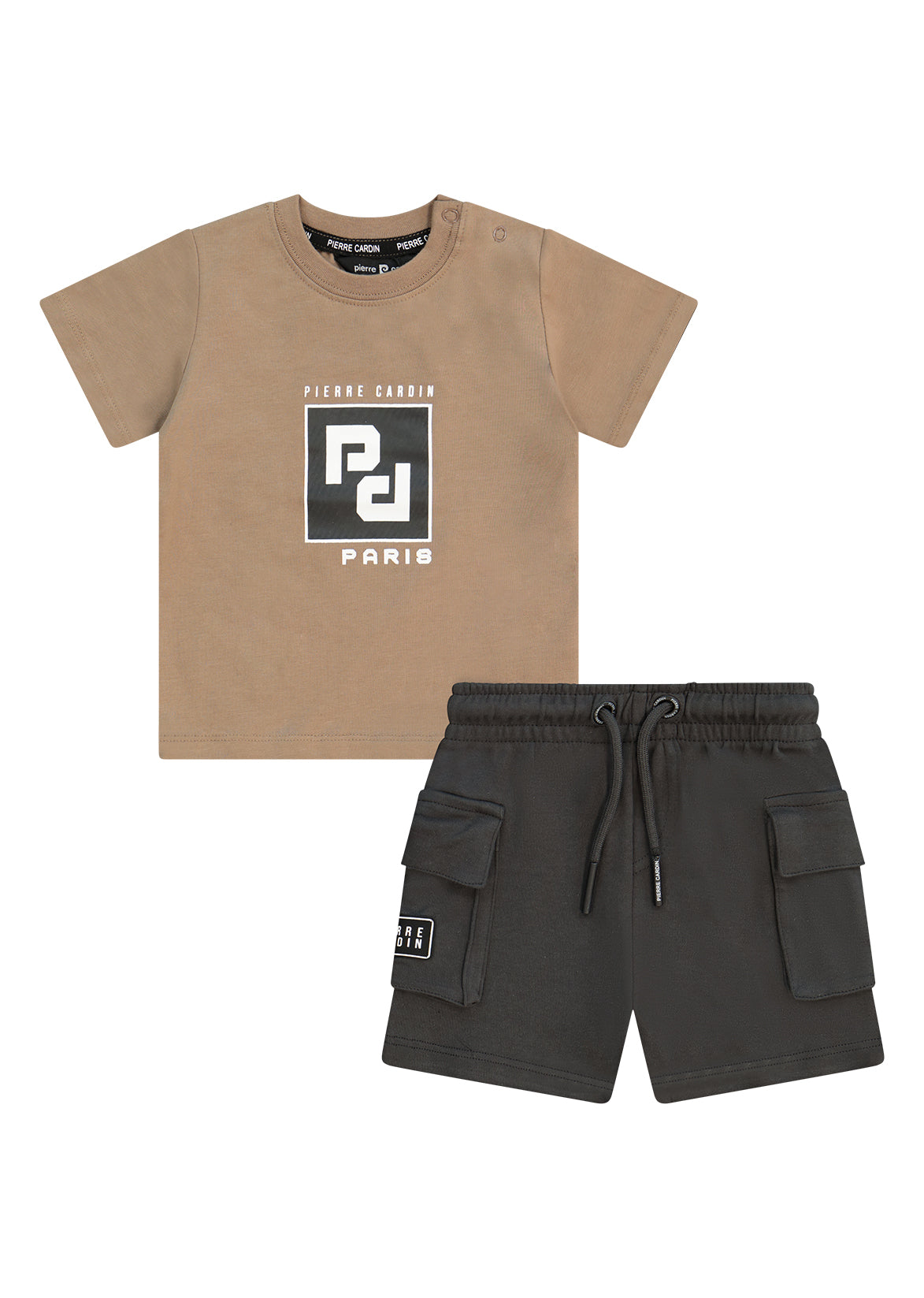 חליפת טריקו PIERRE CARDIN לוגו קדמי בחולצה לתינוקות BROWN / 3-6M