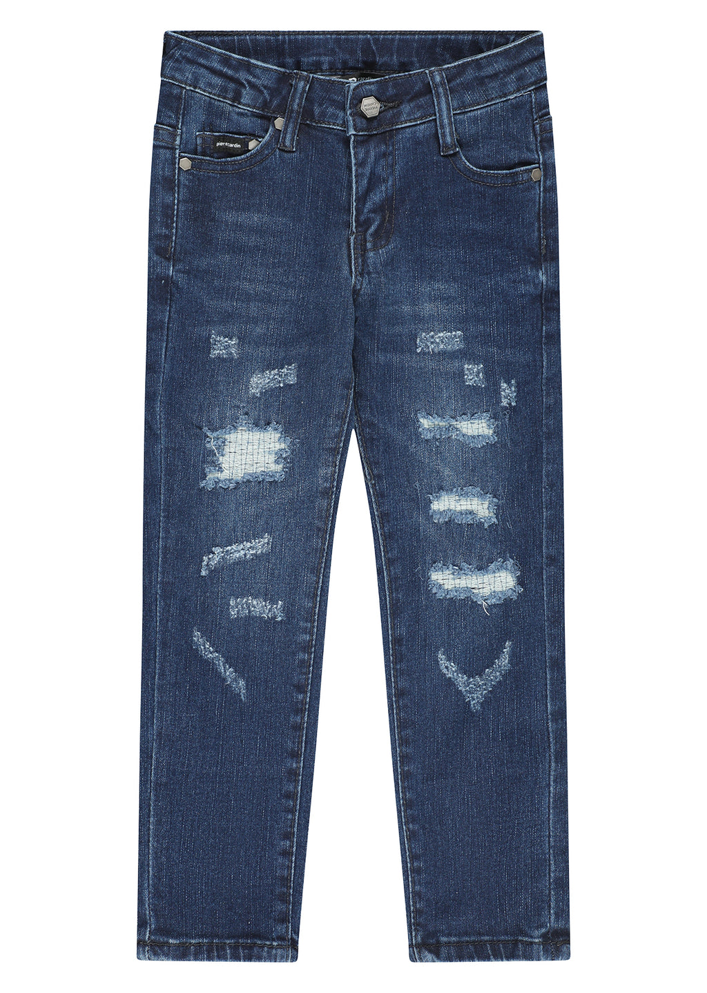 מכנסי ג'ינס PIERRE CARDIN שטיפות ופיידינג מודגש וגזרת סלים לילדים Gray / 2Y