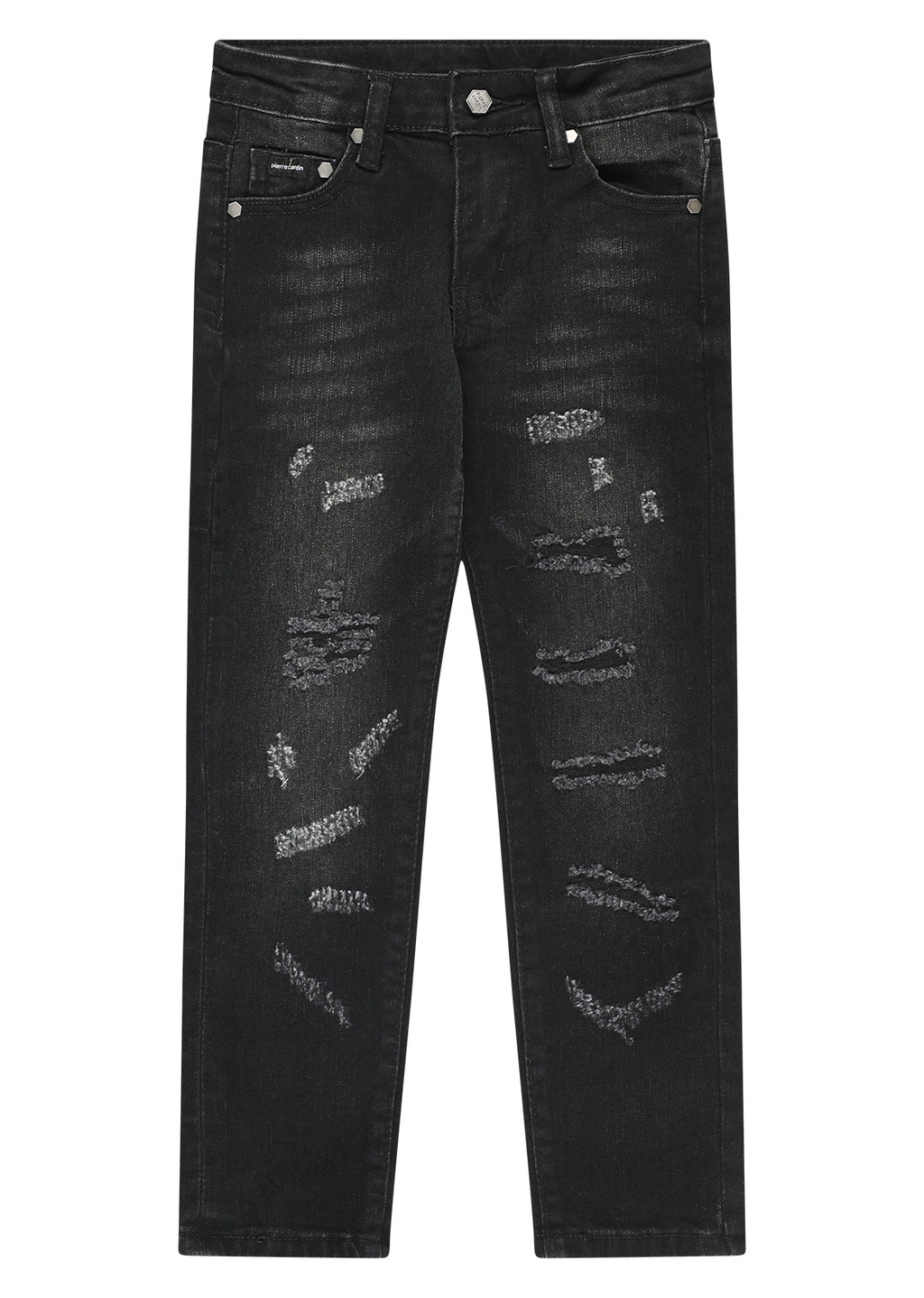 מכנסי ג'ינס PIERRE CARDIN שטיפות ופיידינג מודגש וגזרת סלים לילדים