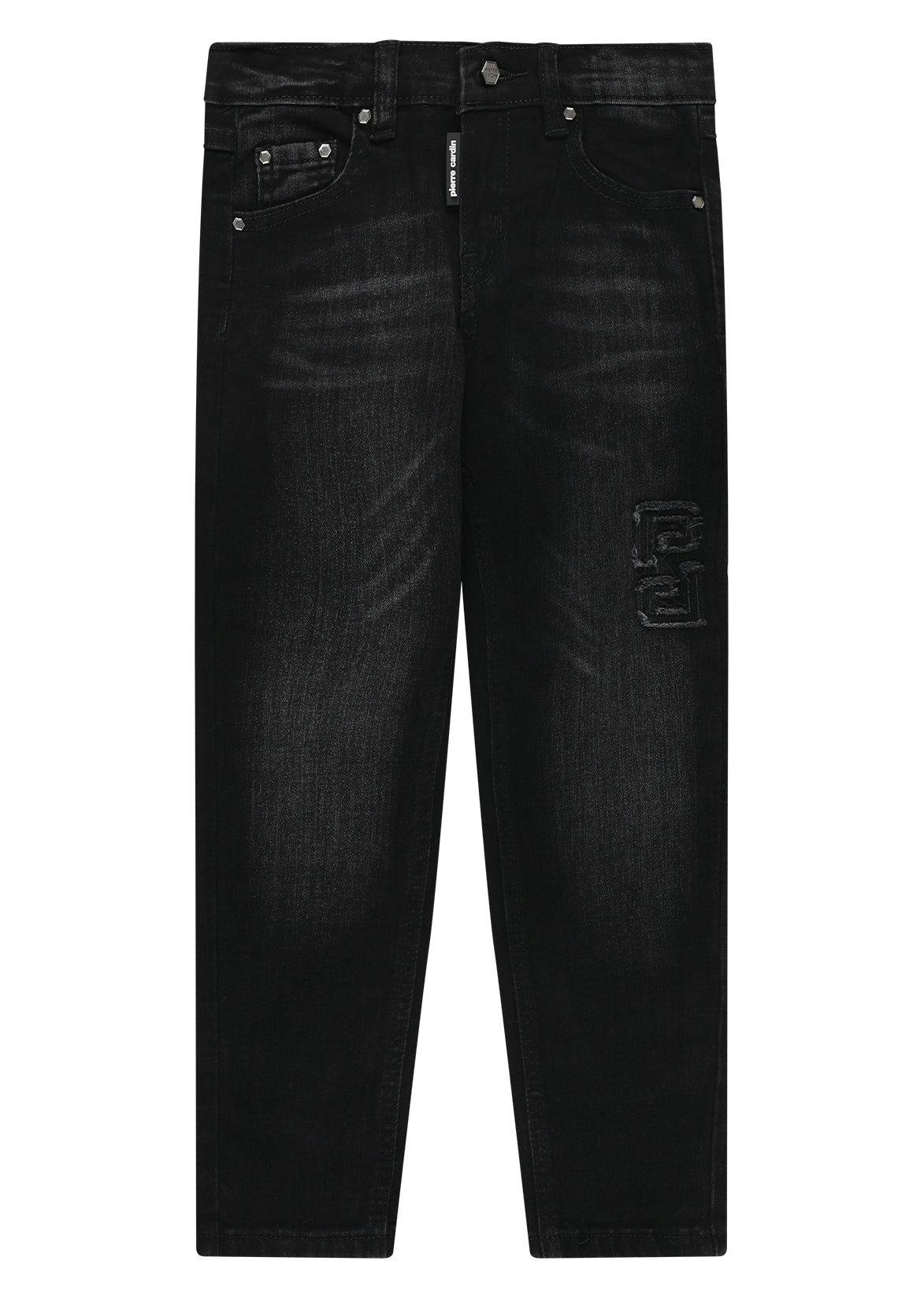 מכנסי ג'ינס PIERRE CARDIN בעיצוב ממותג לילדים BLACK / 4Y