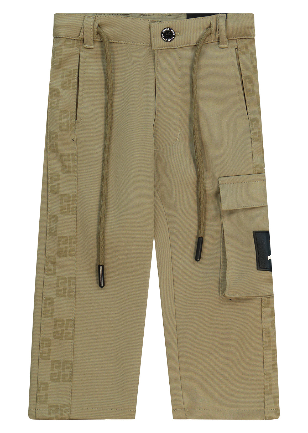 מכנסי דגמ"ח PIERRE CARDIN כיסי קארגו גדולים בצדדים והדפס לוגו אורכי על הרגל לתינוקות BROWN / 3-6M