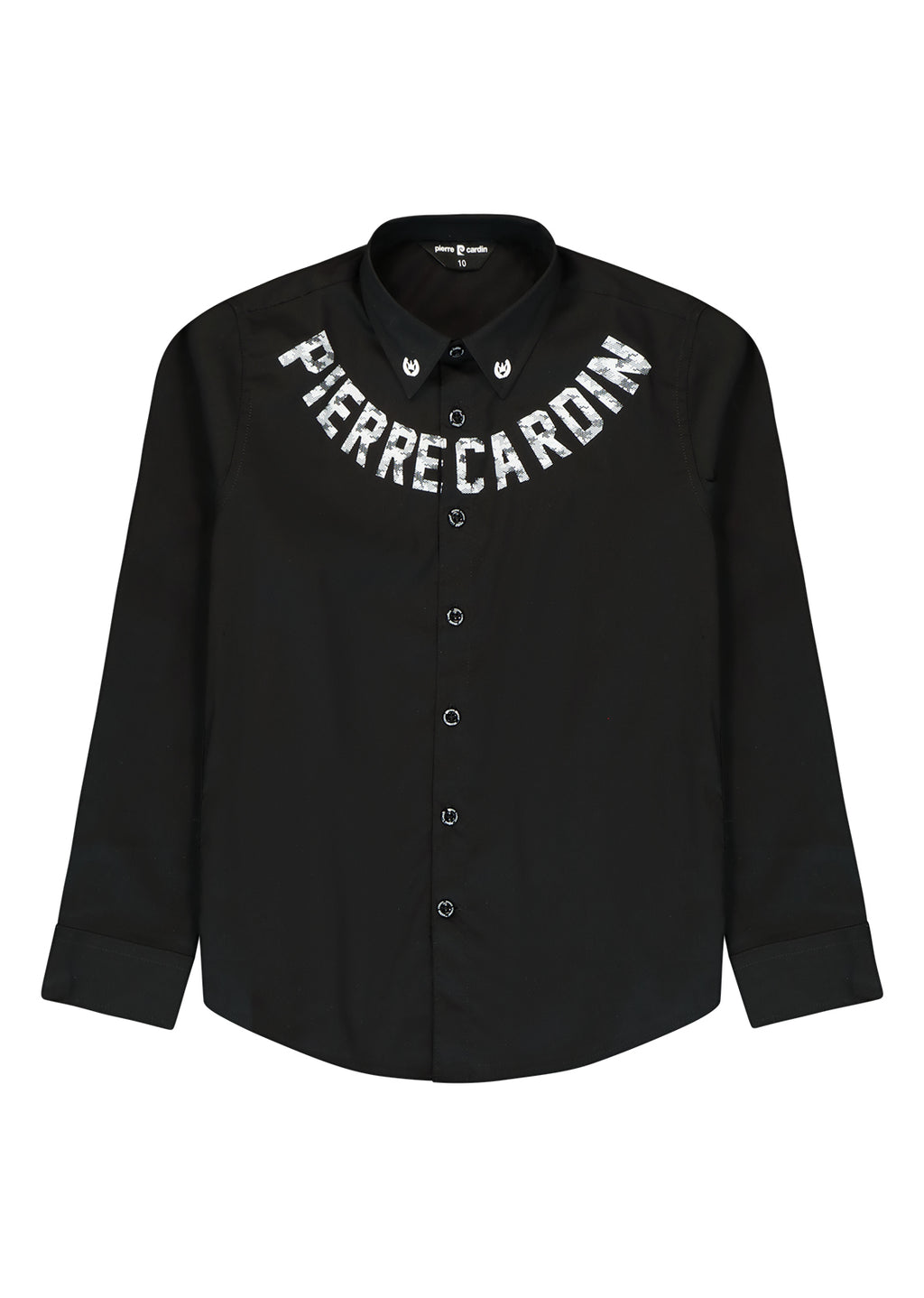 חולצה מכופתרת PIERRE CARDIN לוגו מותג בצווארון לילדים BLACK / 2Y