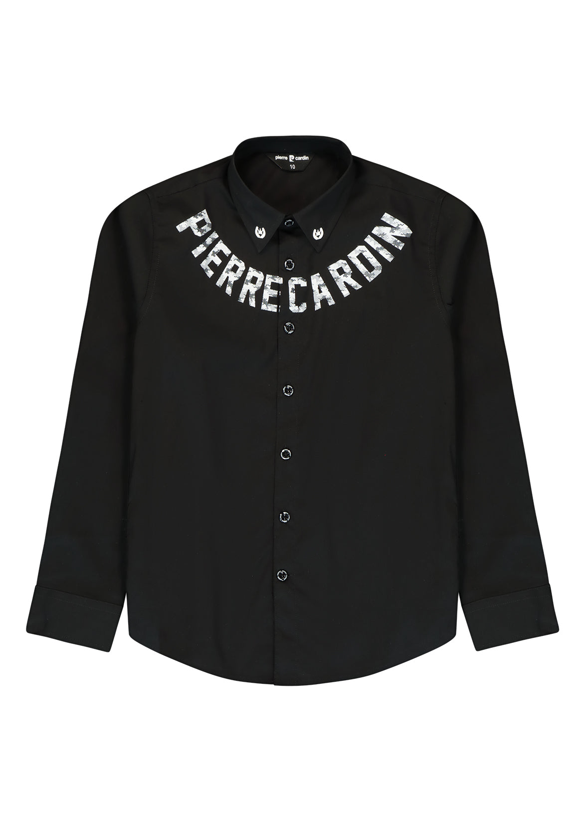 חולצה מכופתרת PIERRE CARDIN לוגו מותג בצווארון לילדים BLACK / 2Y