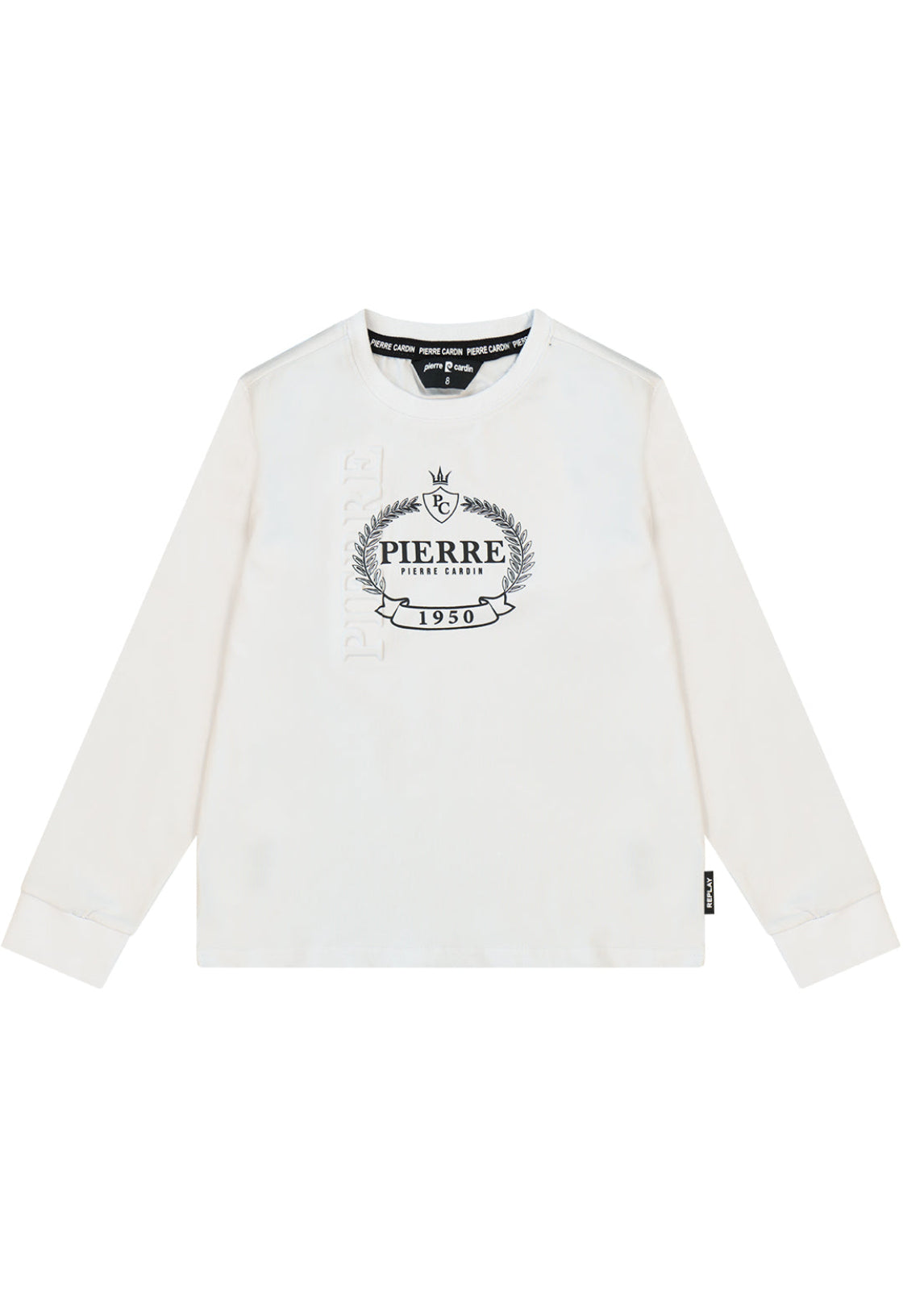 חולצת טישירט PIERRE CARDIN הדפס עיגול באמצע לילדים WHITE / 2Y