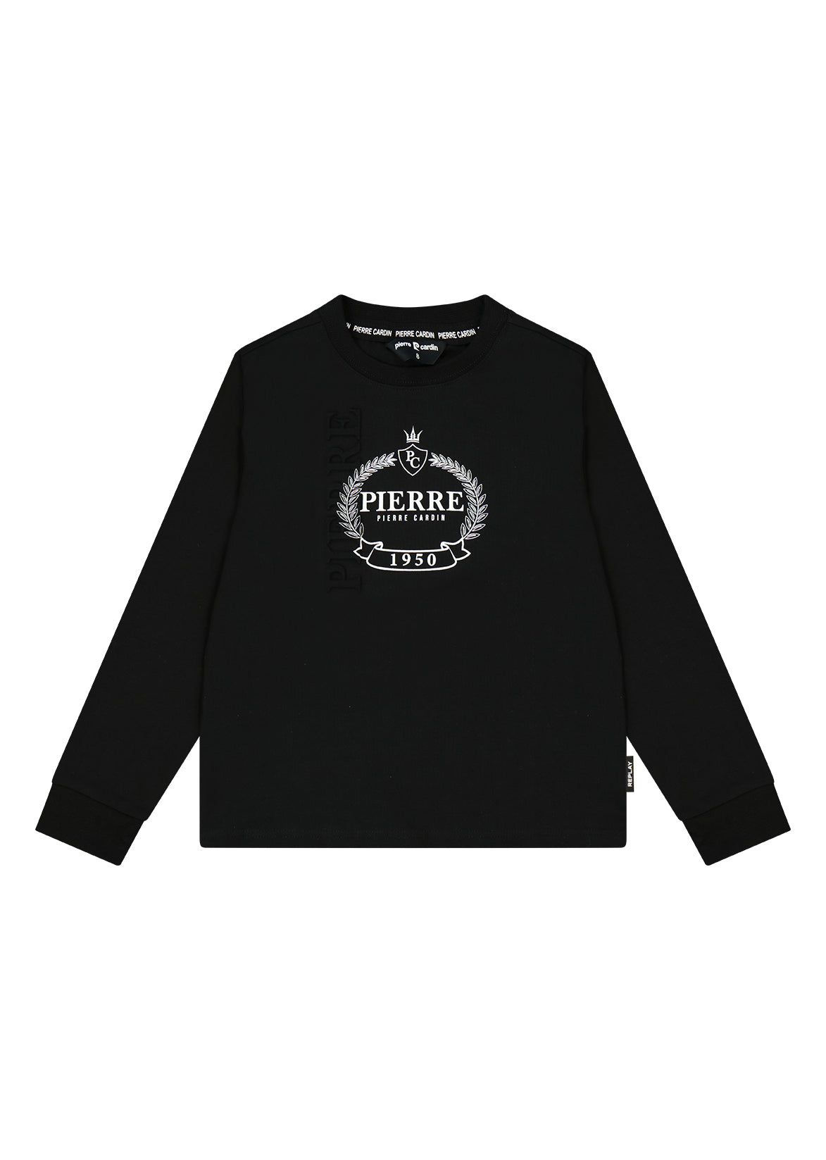 חולצת טישירט PIERRE CARDIN הדפס עיגול באמצע לילדים BLACK / 2Y