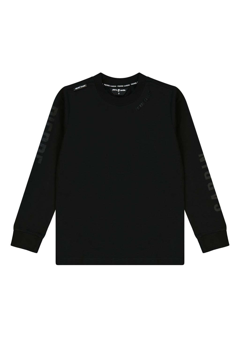 חולצת טישירט PIERRE CARDIN לוגו מותג בשרוולים לילדים BLACK / 4Y
