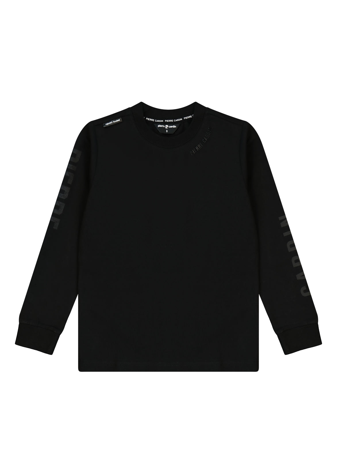חולצת טישירט PIERRE CARDIN לוגו מותג בשרוולים לילדים BLACK / 4Y