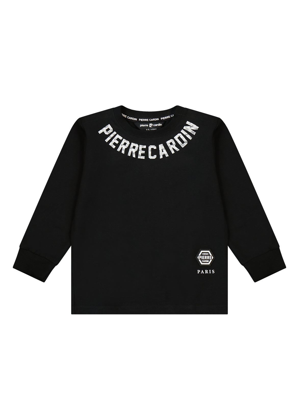 חולצת טישרט PIERRE CARDIN הדפס לוגו מותג לתינוקות BLACK / 3-6M