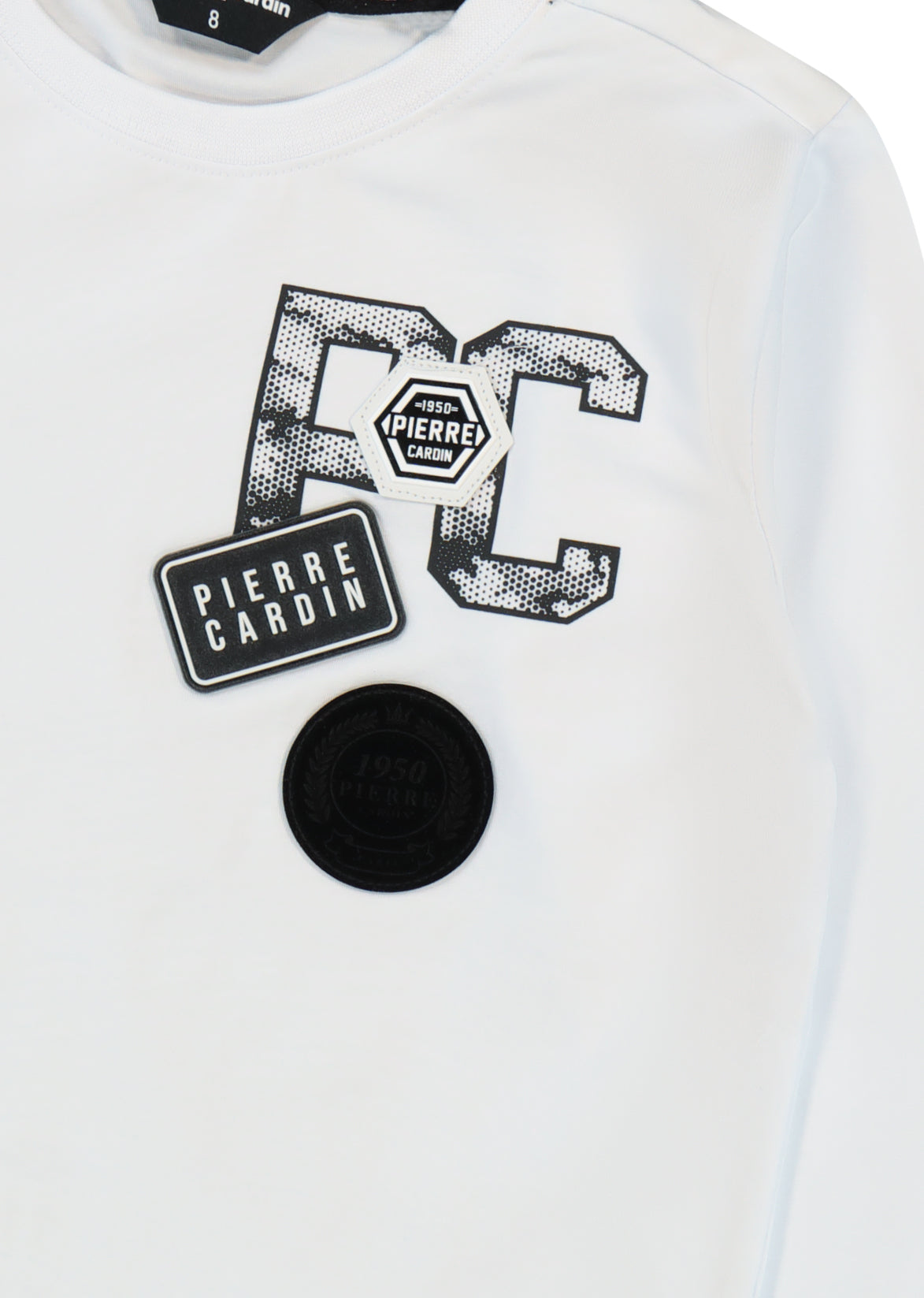 חולצת טישירט PIERRE CARDIN לוגו PC בצד לילדים WHITE / 2Y