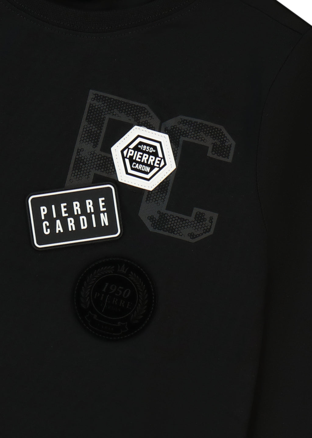 חולצת טישירט PIERRE CARDIN לוגו PC בצד לילדים BLACK / 2Y