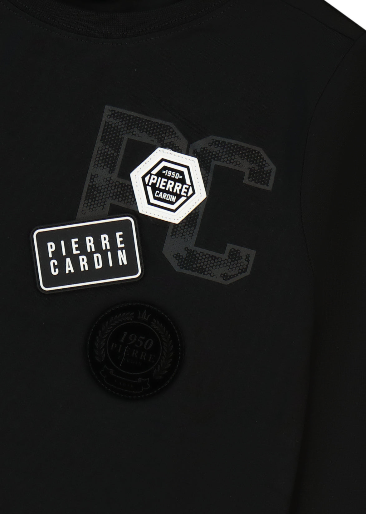 חולצת טישירט PIERRE CARDIN לוגו PC בצד לילדים BLACK / 2Y