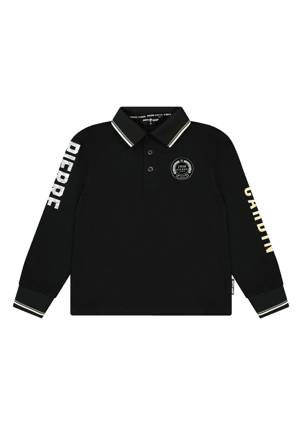 חולצת צווארון PIERRE CARDIN לוגו מותג בשרוולים לילדים BLACK / 4Y