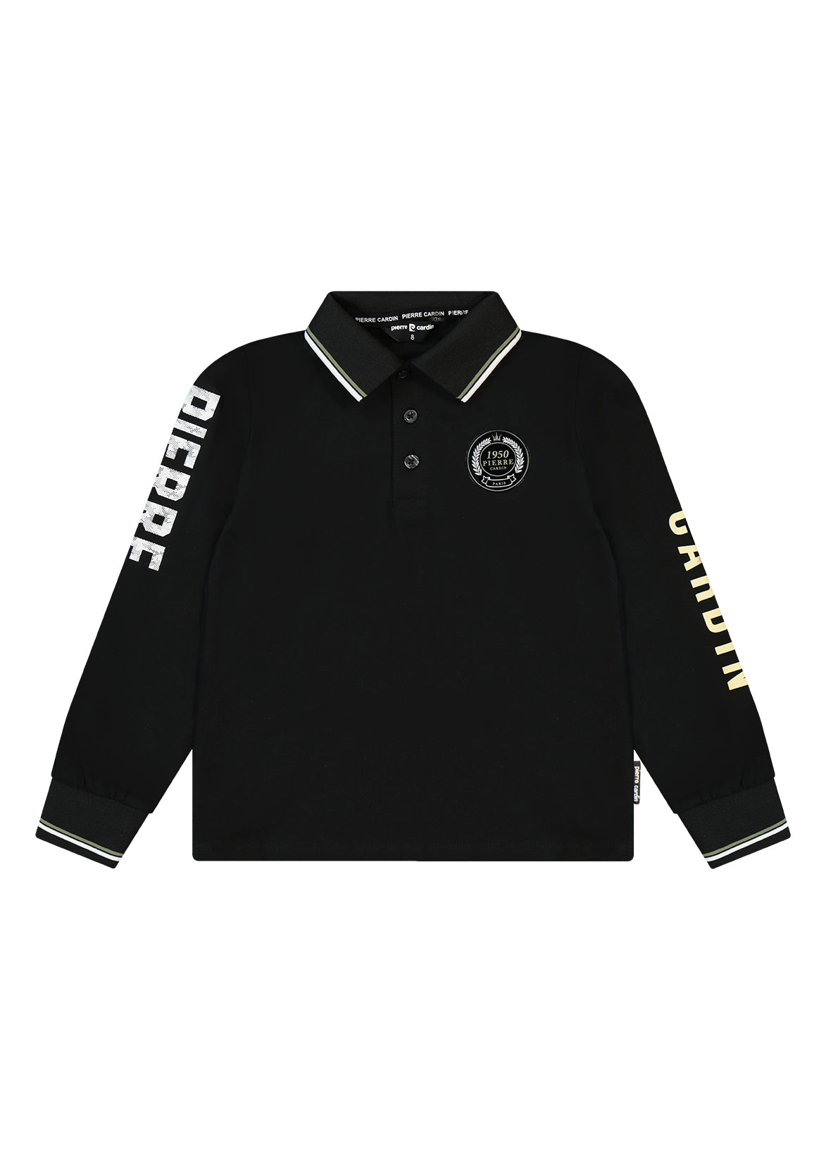 חולצת צווארון PIERRE CARDIN לוגו מותג בשרוולים לילדים BLACK / 4Y