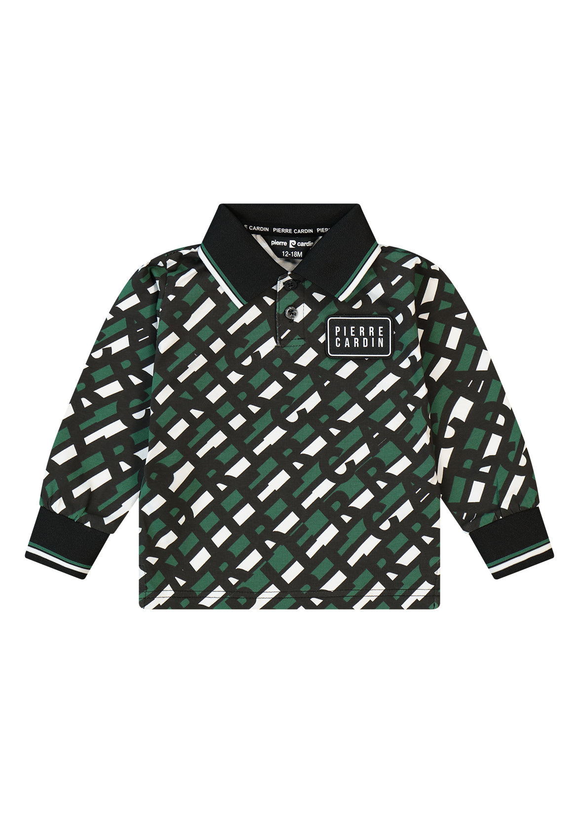 חולצת צווארון PIERRE CARDIN לוגו מונוגרמה לתינוקות BLACK / 3-6M